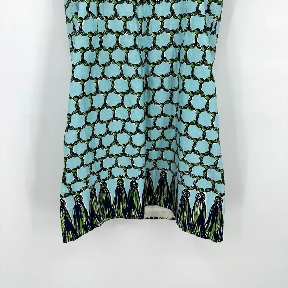 SOLD tassel print blue 6 a line preppy tropical island - Picture 8 of 10